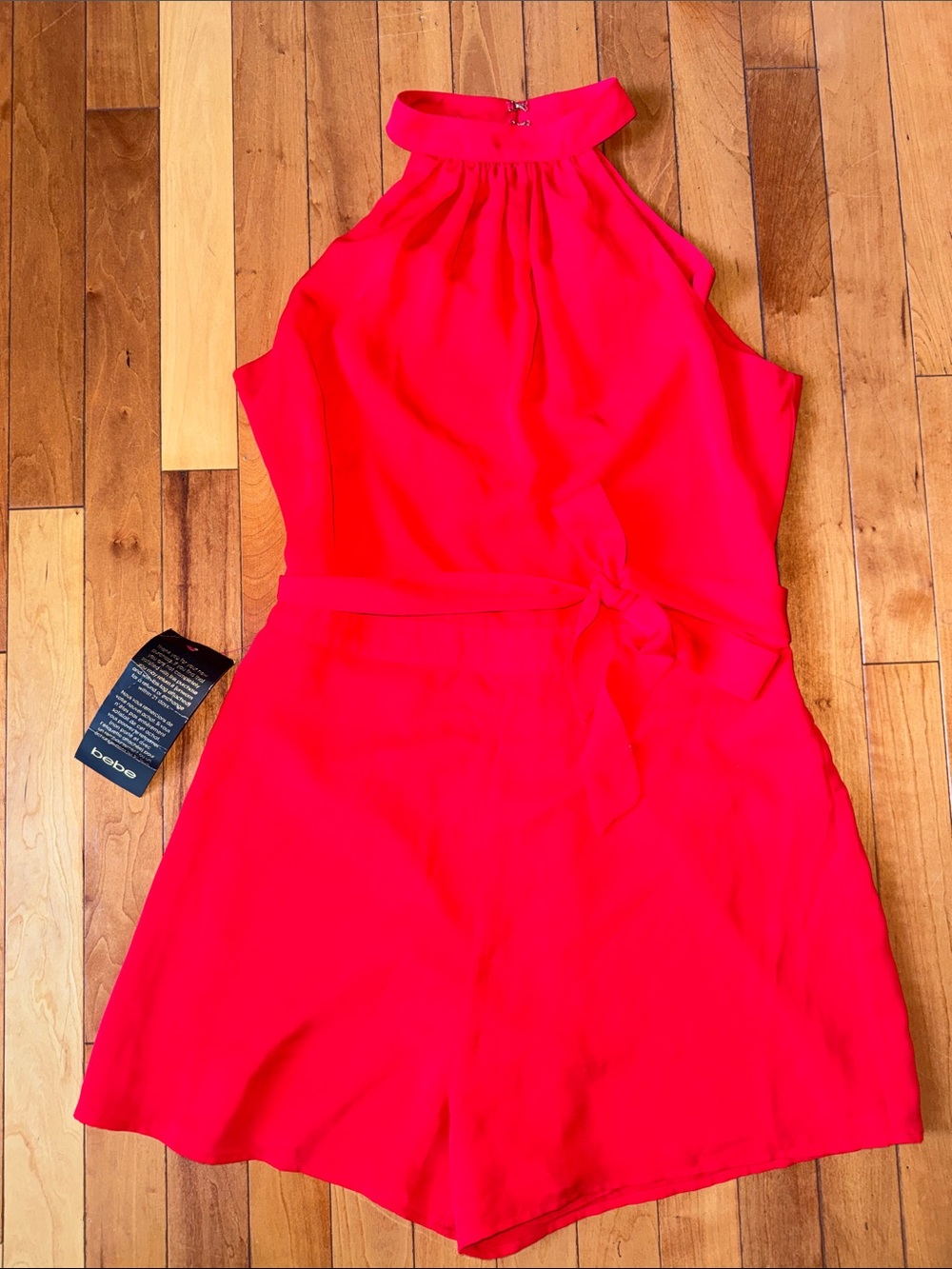 Bebe High Flutterscape Keyhole Back Halter Romper